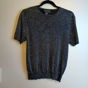 August Silk Knits Metallic Short Sleeve Top Size Medium
